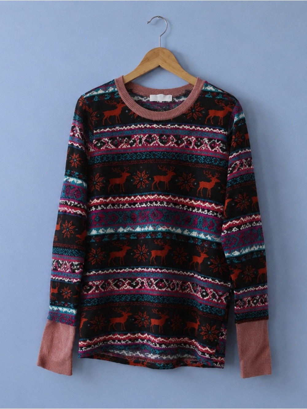 Multicolor Fair Isle Crewneck Sweater - Rust Accent
